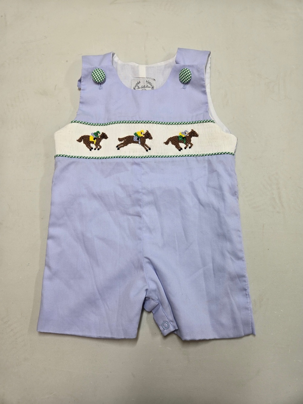 NWT THE BELLA BEAN Gingham Horse One Piece Outfit 6 Months 9009 - Picture 3 of 8